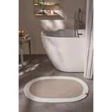 Cool Halı Glenn Oval Banyo Paspası Bej Krem Makinede Yıkanabilir Çift Taraflı El Dokuması Örgü Bohem Paspas