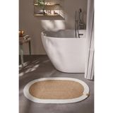 Cool Halı Glenn Oval Banyo Paspası Kahve Krem Makinede Yıkanabilir El Dokuması Örgü Bohem Lavabo Önü Paspası