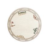 Cool Halı Klein 01 Renkli Yuvarlak Çocuk Halısı Taşıt Figürlü Bebek Halısı Kalın Çocuk Odası Halısı
