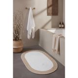 Cool Halı Luke Beyaz Oval Tekli Banyo Paspası El Dokuması Örgü Lavabo Önü Kapı Önü Tuvalet Önü Giriş Paspası