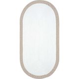Cool Halı Luke Beyaz Yıkanabilir Oval Mutfak Halısı Dekoratif Leke Tutmayan Hasır Tezgah Önü Mutfak Paspası