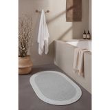 Cool Halı Luke Oval Gri Tekli Banyo Paspası Yıkanabilen Çift Taraflı Örgü El Dokuma Duş Önü Klozet Önü Paspas