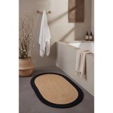 Cool Halı Luke Oval Tekli Banyo Paspası Kahve Siyah El Dokuması Hasır Jüt Görünümlü Bohem Lavabo Önü Paspası