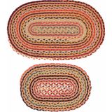 Cool Halı Luke Renkli Oval Banyo Paspas Hasır Jüt Görünüm El Dokuma Yıkanabilir Ikili Paspas SETI(40X60 50X80) - Çok Renkli
