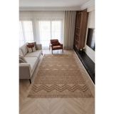 Cool Halı Mirage Kahverengi Halı Bukle Dokuma Kaymaz Yıkanabilir Halı Geometrik Desenli Oturma Odası Halısı