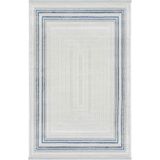 Cool Halı Nevada Gri Mavi Simetrik Halı Çerçeveli Klasik Yumuşak Doku Oda Oturma Odası Salon Halısı - Lacivert - Kırık Beyaz - 200 x 290 cm