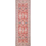 Cool Halı Private Kırmızı Eskitme Vintage Halı Otantik Etnik Desen Şönil Yolluk Yıkanabilir Koridor Halısı