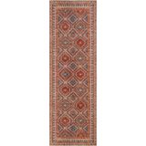 Cool Halı Private Turuncu Yolluk Eskitme Etnik Desen Hol Koridor Halısı Vintage Şönil Yolluk Halı