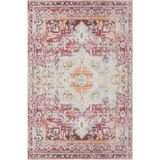 Cool Halı Private Xw Gül Kurusu Rengi Vintage Halı Eskitme Ince Yıkanabilir Şönil Salon Oturma Odası Halısı - Krem - Turuncu - 160 x 230 cm