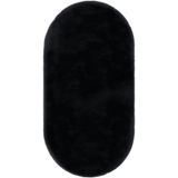 Cool Halı Siyah Peluş Halı Oval Post Yolluk Yıkanabilir Kaymaz Yumuşak Tavşan Tüyü Kürk Pufy Yatak Odası Halı