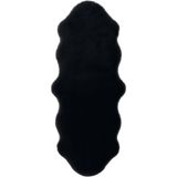 Cool Halı Siyah Post Peluş Halı Yıkanabilir Kaymaz Pufy Tavşan Tüyü Kürk Halı Yumoş Oval Yatak Odası Yolluğu