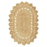 Cool Halı Stew Ca-109 Natural Oval Jüt Halı El Dokuma Hasır Halı Dekoratif Jüt Örgü Halı Vintage Jüt Kilim