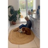 Cool Halı Vime 01e Natural Oval Jüt Halı Yolluk El Dokuma Jüt Kilim Hasır Halı Dekor Otantik Halı Bohem Halı