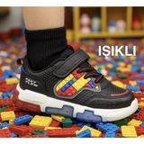 Cool Heros-Ptk 26/30 LEGO Desenli Işıklı Cırtlı Sneaker Spor Ayakkabı - Siyah