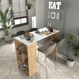 Cool Home Pan Kahve Köşesi , Yemek Masası , Mutfak Masası , Ada , Bar Masası , Beyaz - Sepet - Beyaz - Meşe