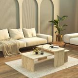 Cool Home Vera 2 ' li Orta Sehpa , Servis Sehpası Traverten (Mermer Desen)