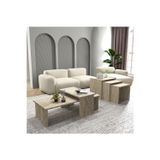 Cool Home Vera 2 ' li Orta Sehpa Ve Zigon Sehpa Seti , Servis Sehpası Traverten (Mermer Desen)