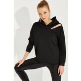 Cool Kadın Siyah Pencereli Skuba Sweatshirt ROT1004