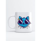 Cool Kedi Sticker Kupa Bardak - Beyaz - 300 cc