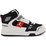 Cool King Unisex Çocuk Günlük Sneaker Uzun Boğazlı Spor Bot - Siyah - Kırmızı