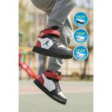 Cool Kırmızı Bilek Boy Cırtlı Kalın Tabanlı Basket Tarzı Unisex Çocuk Spor Ayakkabı Haykat Uzun Air