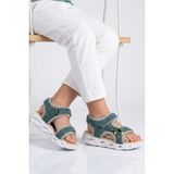 Cool Petrol Mavisi Cırtlı Işıklı Hafif Unisex Çocuk Sandalet Sage F