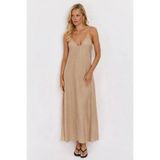 Cool & Sexy Bej Askılı Salaş Maxi Elbise
