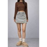 Cool & Sexy Düğme Detaylı Jean Mini Etek – Açık Mavi