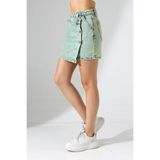 Cool & Sexy Düğme Detaylı Jean Mini Etek