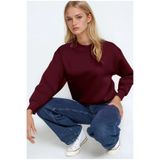 Cool & Sexy Kadın Basic Bordo Oversize Sweatshirt