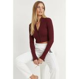 Cool & Sexy Kadın Bordo Kaşkorse Kısa Ceket EY1057