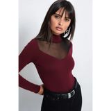 Cool & Sexy Kadın Bordo Üstü Tül Bluz TZ20751