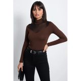 Cool & Sexy Kadın Kahve Üstü Tül Bluz TZ20751