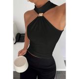 Cool & Sexy Kadın Sandy Kumaş Yaka Detay Bluz Siyah