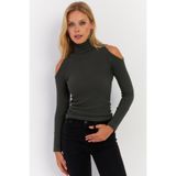 Cool & Sexy Kadın Yeşil Omuzları Açık Kaşkorse Bluz HOR04