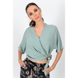 Cool & Sexy Kobe Kruvaze Yaka Yarasa Kol Bağlamalı Bluz