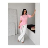 Cool & Sexy Pembe Asimetrik Drapeli Modern Basic Bluz