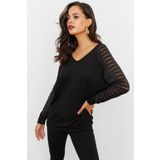 Cool & Sexy ST3074 Kadın Siyah V Yaka Bluz
