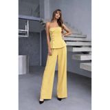 Cool & Sexy Straplez Bluz ve Pantalon Alt Üst Takım Sarı