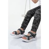 Cool Siyah Cırtlı Işıklı Hafif Unisex Çocuk Sandalet Sage F