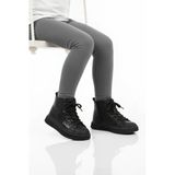 Cool Siyah Fermuarlı İçi Polarlı Kaymaz Taban Kız Çocuk Bot Aisha F