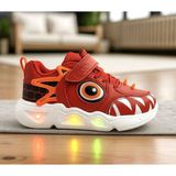 Cool Stego-Bebe 22/26 Çocuk Ilk Adım Işıklı Taban Cırtlı Sneaker Spor Ayakkabı - Kırmızı