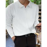 Cool Street Beyaz Erkek Polo Yaka Fitilli Triko Kazak - Kırık Beyaz - M