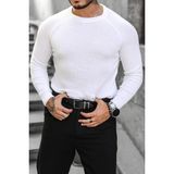 Cool Street Erkek Beyaz Selanik Örgü Italyan Reklan Bisiklet Yaka Triko Kazak - M