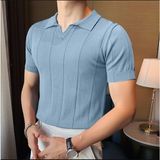 Cool Street Erkek Çizgili Kısa Kollu Triko T-Shirt - Mavi