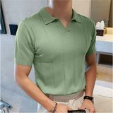 Cool Street Erkek Çizgili Kısa Kollu Triko T-Shirt - Su Yeşili