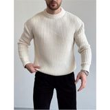 Cool Street Erkek Fitilli Örme Regular Triko Kazak - Beyaz