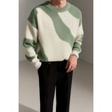 Cool Street Erkek Mint Yeşili-Beyaz Regular Fit Triko Kazak