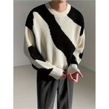 Cool Street Erkek Siyah-Beyaz Regular Fit Triko Kazak - Siyah - Beyaz