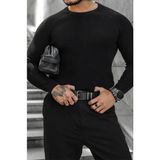 Cool Street Erkek Siyah Selanik Örgü Italyan Reklan Bisiklet Yaka Triko Kazak - XL